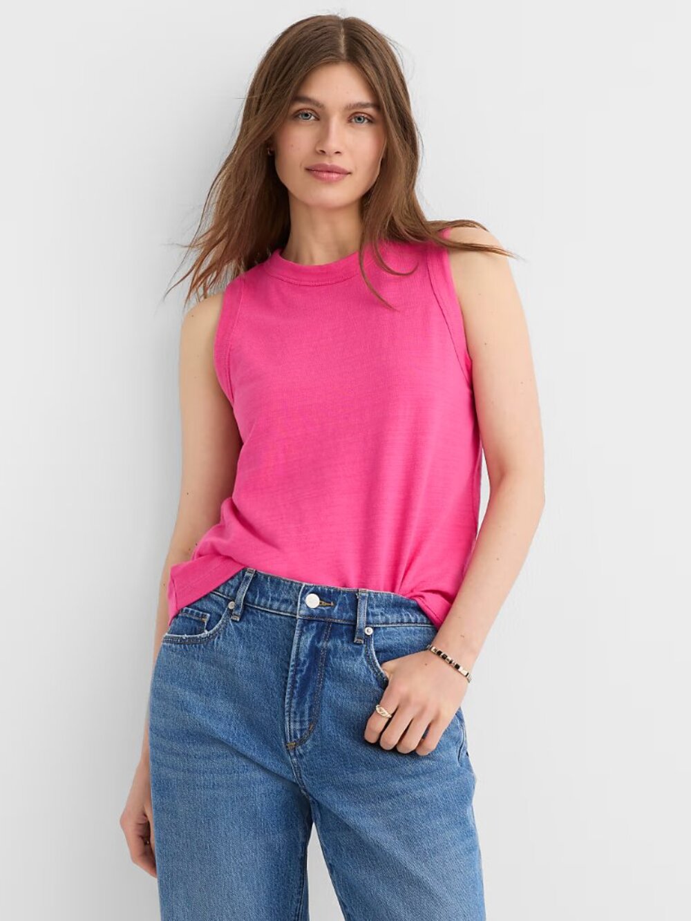 The Loft Harbor Tank Tap 100% Cotton Cosmo Pink Sz L